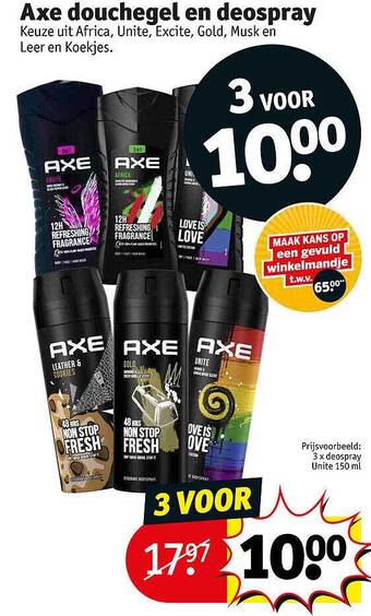 Kruidvat Axe douchegel en deospray aanbieding
