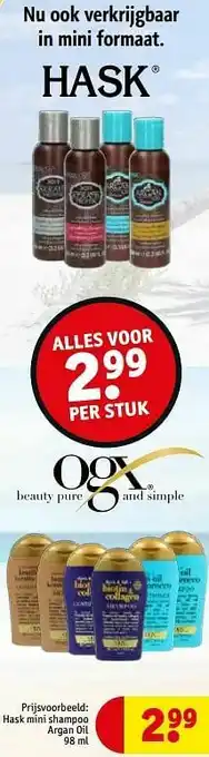 Kruidvat Hask mini shampoo argan oil aanbieding
