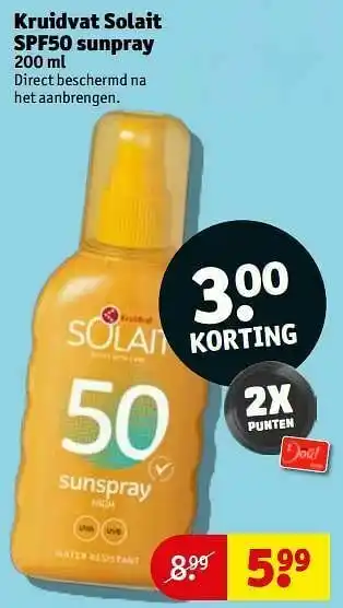 Kruidvat Kruidvat solait spf50 sunpray aanbieding