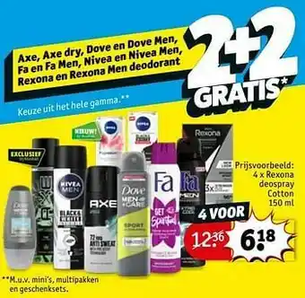 Kruidvat Rexona deospray cotton aanbieding