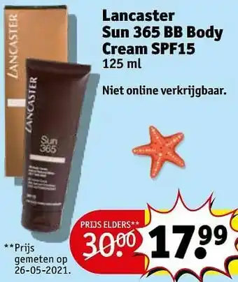 Kruidvat Lancaster sun 365 bb body cream spf15 aanbieding