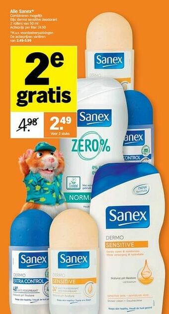 Albert Heijn Sanex dermo sensitive deodorant aanbieding