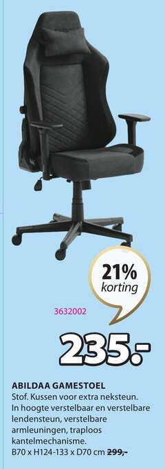 Jysk Abildaa Gamestoel B70 x H124-133 x D70cm aanbieding