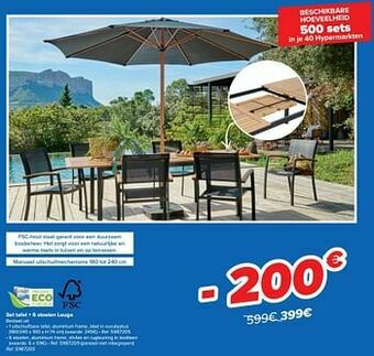 Carrefour Set tafel + 6 stoelen louga aanbieding