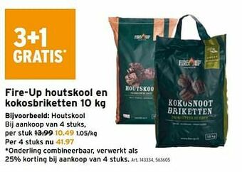 GAMMA Fire-up houtskool en kokosbriketten aanbieding