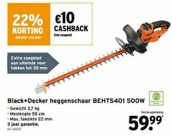 GAMMA Black+decker heggenschaar behts401 500w aanbieding