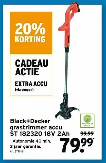 GAMMA Black+decker grastrimmer accu st 182320 18v 2ah aanbieding