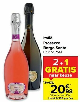 Carrefour Market Italië prosecco borgo santo brut of rosé aanbieding