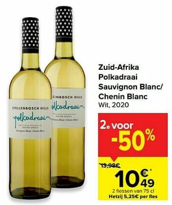 Carrefour Zuid-afrika polkadraai sauvignon blanc- chenin blanc wit aanbieding