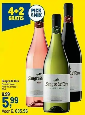 Makro Sangre de toro penedès torres - rood, wit of rosé aanbieding