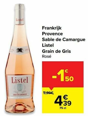 Carrefour Frankrijk provence sable de camargue listel grain de gris rosé aanbieding
