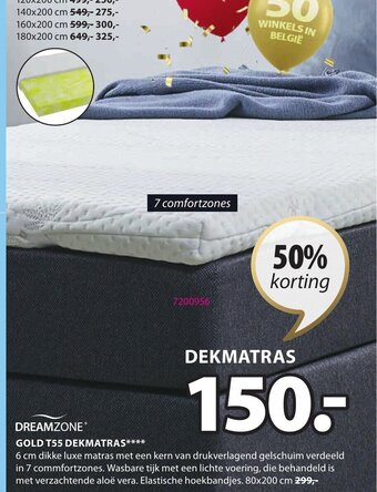 Jysk Dreamzone Gold T55 Dekmatras aanbieding