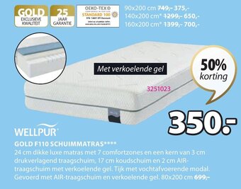 Jysk Wellpur Gold F110 Schuimmatras aanbieding