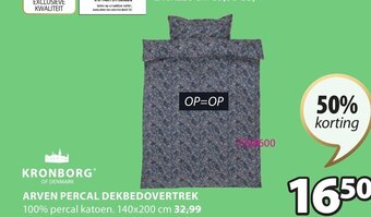 Jysk Kronborg Arven Percal Dekbedovertrek 140x200cm aanbieding