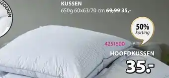 Jysk Hoofdkussen 60x63/70cm aanbieding