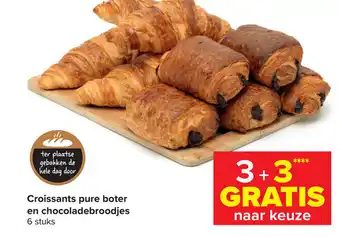 Carrefour Croissants Pure Boter en Chocoladebroodjes 6 Stuks aanbieding