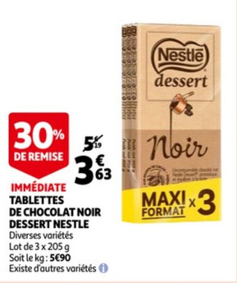 Auchan Tablettes De Chocolat Noir Dessert Nestle aanbieding