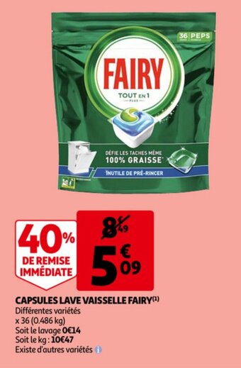 Auchan Capsules Lave Vaisselle Fairy aanbieding