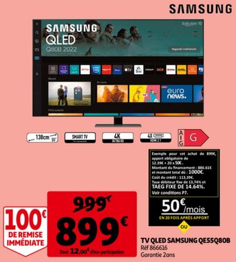 Auchan Samsung TV QLED QE55Q80B aanbieding