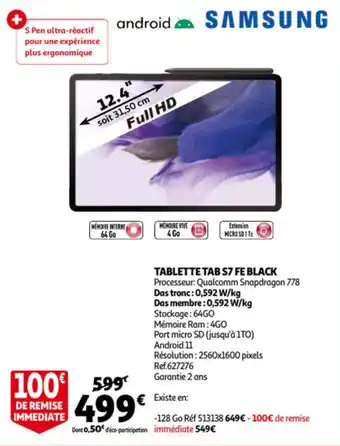 Auchan Samsung Tablette Tab S7 FE Black aanbieding