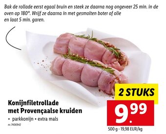 Lidl Konijnfiletrollade met Provencaalse kruiden aanbieding
