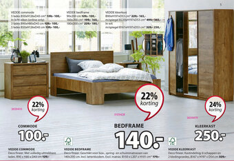 Jysk Vedde Commode, Vedde Bedframe, Vedde Kleerkast aanbieding