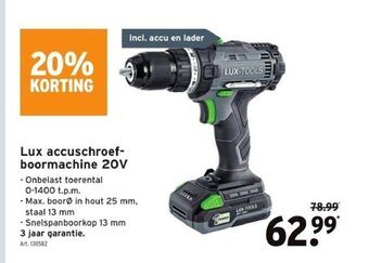 GAMMA Lux accuschroefboormachine 20V aanbieding