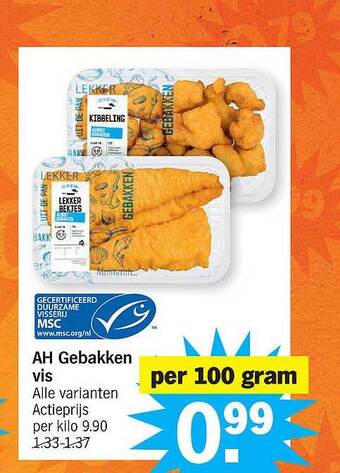Albert Heijn Ah gebakken vis aanbieding