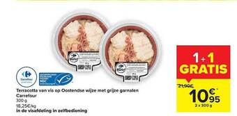 Carrefour Terracotta van vis op oostendse wijze met grijze garnalen aanbieding