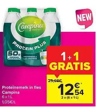 Carrefour Proteïnemelk in fles campina aanbieding