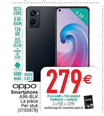 Cora Oppo smartphone a96blk aanbieding