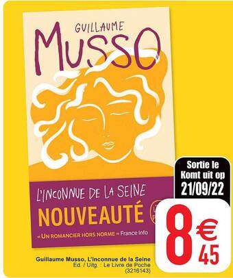 Cora Guillaume musso, l'inconnue de la seine aanbieding