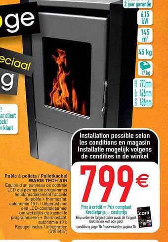 Cora Pelletkachel warm tech air aanbieding