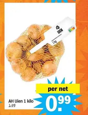 Albert Heijn Ah uien 1 kilo aanbieding