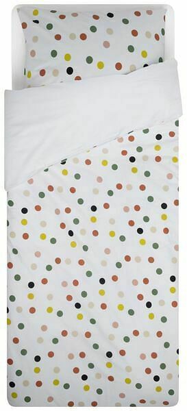 HEMA HEMA Kinderdekbedovertrek - 140x200 - Zacht Katoen - Wit Met Stippen aanbieding