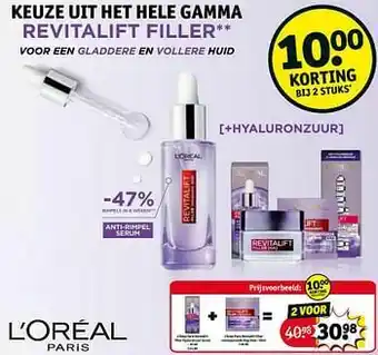 L`oréal paris revitalift filler hyaluronzuur serum + volumegevende dagcrème