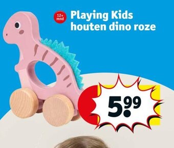 Kruidvat Playing Kids Houten Dino Roze aanbieding