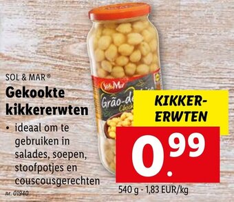 Lidl Sol & Mar Gekookte kikkererwten aanbieding