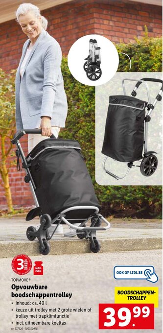 Lidl Topmove Opvouwbare boodschappentrolley aanbieding