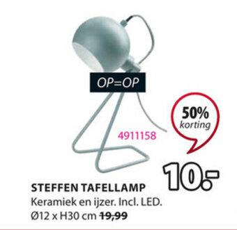 Jysk Steffen Tafellamp aanbieding