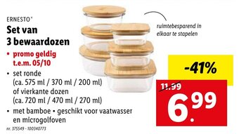 Lidl Ernesto Set van 3 bewaardozen aanbieding