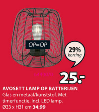 Jysk Avosett Lamp Op Batterijen aanbieding