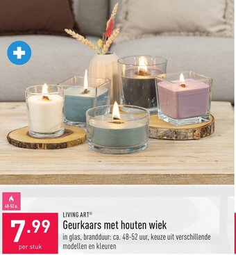 ALDI Living Art Geurkaars Met Houten Wiek aanbieding