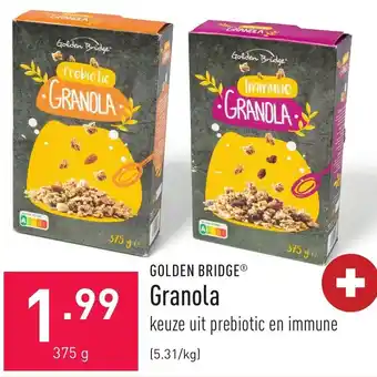 ALDI Golden Bridge Granola 375g Prebiotic en Immune aanbieding