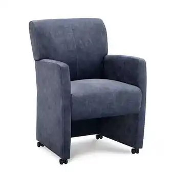 Leen Bakker Eetkamerstoel Carl - fluweel - blauw - Leen Bakker aanbieding