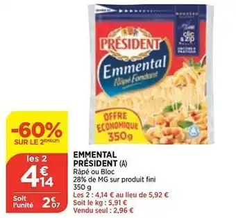 Bi1 Emmental président 350g aanbieding