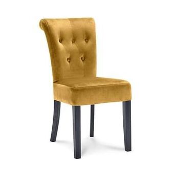 Leen Bakker Eetkamerstoel Denzel - fluweel - okergeel (2 stuks) - Leen Bakker aanbieding