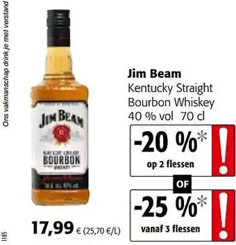 Colruyt Jim beam kentucky straight bourbon whiskey 40% 70cl aanbieding