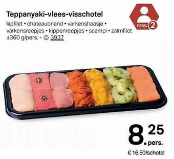 Buurtslagers Teppanyaki-vlees-visschotel aanbieding