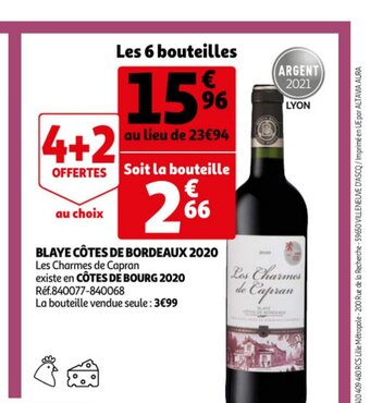 Auchan Blaye cotes de bordeaux 2020 aanbieding